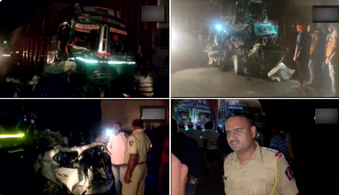 मुंबई-आगरा राष्ट्रीय राजमार्ग पर आपस में भिड़े सात से आठ वाहन, तीन लोगों की मौत