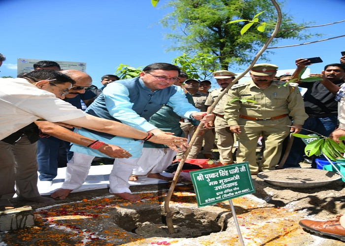 हरेला पर्व सीएम धामी ने किया वृक्षारोपण, बोले प्रदेश में लगाए जाएंगे 15 लाख पौधे