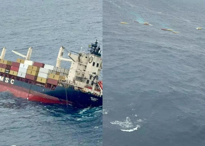 केरल तट पर कंटेनर जहाज पलटा, 21 क्रू मेंबर रेस्क्यू, 3 अब भी बचाव कार्य में जुटे