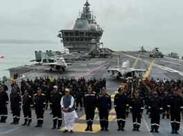 INS विक्रांत पर पहुंचे रक्षामंत्री राजनाथ सिंह, देश की समुद्री शक्ति और वीरता को किया नमन