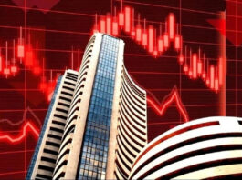 शेयर बाजार में बड़ी गिरावट: सेंसेक्स 900 अंक लुढ़का, निफ्टी 24,850 के नीचे – जानें गिरावट की वजहें