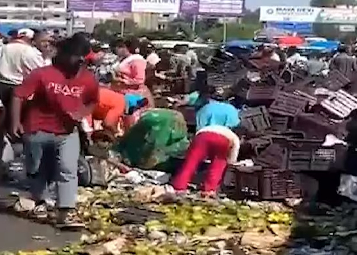 देहरादून में आमों से भरा ट्रक पलटा, सड़क पर मचा ‘फ्री आम’ का हंगामा