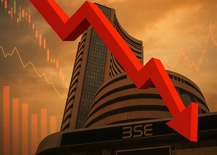 शेयर बाजार में भूचाल: सेंसेक्स 600 अंक टूटा, निफ्टी 24,900 के पास लुढ़का – गिरावट की 5 बड़ी वजहें