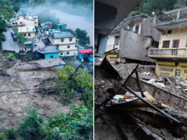 चमोली थराली में भीषण बादल फटने से तबाही, कई घर मलबे में दबे, तीन लापता, स्कूल और सड़कें बंद