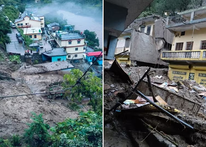 चमोली थराली में भीषण बादल फटने से तबाही, कई घर मलबे में दबे, तीन लापता, स्कूल और सड़कें बंद