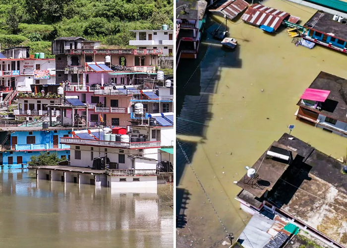 उत्तरकाशी में खीरगंगा नदी फिर उफान पर, हर्षिल घाटी खाली, पांच जिलों में स्कूल बंद