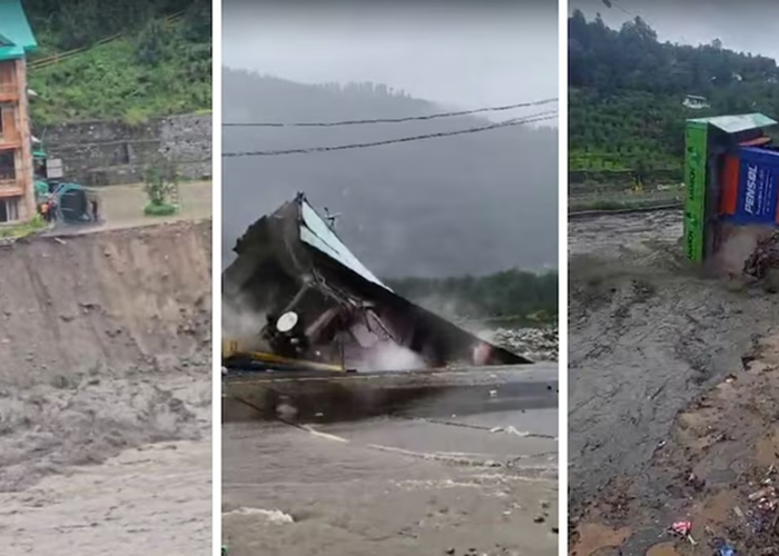 कुल्लू-मनाली में बादल फटने से बाढ़ का रौद्र रूप, सड़कें-इमारतें बहीं, फुट ब्रिज नदी में समाया