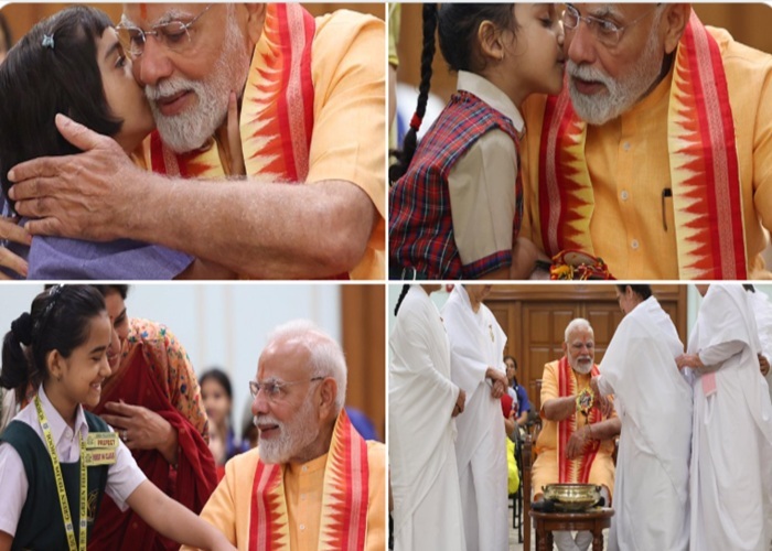 पीएम मोदी ने बच्चों के साथ मनाया रक्षाबंधन